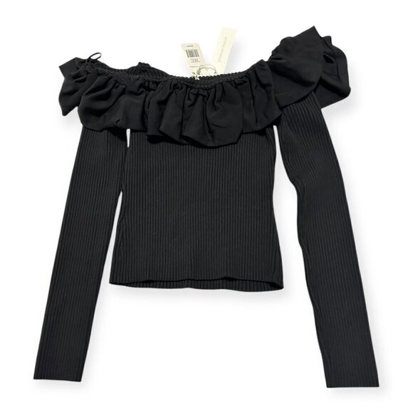 Jonathan Simkhai Isabelle Off-the-shoulder Ruffled Ribbed-knit Top, XL, NWT - Picture 10 of 16